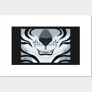 Silver Tiger Face Posters and Art